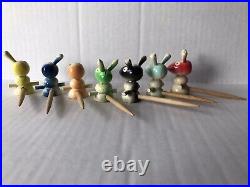 Vintage Japanese Wooden Hand Puppets Rabbits Multiple Color Japan