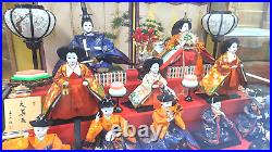 Vintage Japanese hina dolls set Precious 15 people set With light