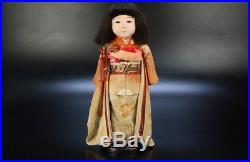 Vintage Japanese ichimatsu doll 14 inches rea kimono free shipping from japan