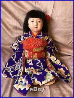 Vintage Japanese ichimatsu doll 17 inches rea kimono free shipping from japan