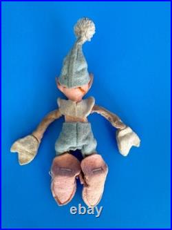 Vintage Jump Jump Elf Doll Holiday House Blue Pink Felt 5.5 Beatrice Mattel