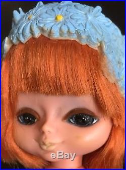Vintage KAMAR 1968 JAPAN doll BIG EYES RED HAIR Mona