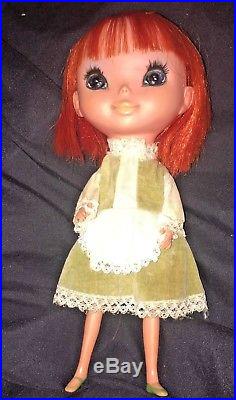 Vintage Kamar Doll 1968 Tanya Big Eyes Pre Blythe Red Hair Velvet Dress Japan