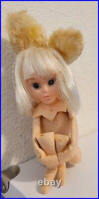 Vintage Kamar Knee Hugger 1966 Japan 13 Bunny Pixie Doll with Blonde Hair