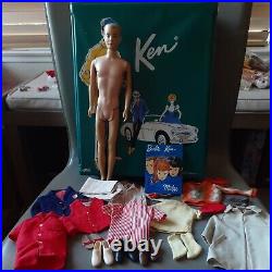 Vintage Ken Doll + green KEN DOLL Case +Stand + Clothes+ Shoes+HATS + Booklet
