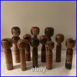 Vintage Kokeshi Doll Lot. 12 Old Pieces Traditional Japanese Art Collectibles