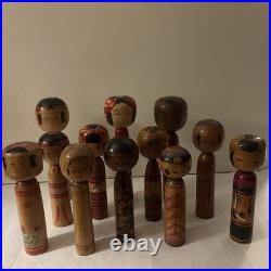Vintage Kokeshi Doll Lot. 12 Old Pieces Traditional Japanese Art Collectibles