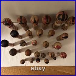 Vintage Kokeshi Doll Lot. 27 Old Pieces Traditional Japanese Art Collectibles