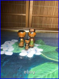 Vintage Kokeshi Family Set Handcrafted Collectible Traditional Dolls