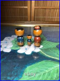 Vintage Kokeshi Family Set Handcrafted Collectible Traditional Dolls
