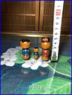Vintage Kokeshi Family Set Handcrafted Collectible Traditional Dolls
