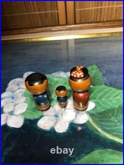Vintage Kokeshi Family Set Handcrafted Collectible Traditional Dolls