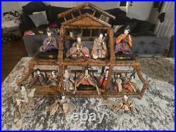 Vintage Lot 14 Japanese Hina Dolls & stand