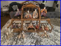 Vintage Lot 14 Japanese Hina Dolls & stand