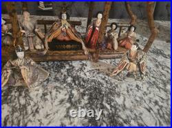 Vintage Lot 14 Japanese Hina Dolls & stand