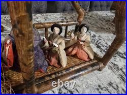 Vintage Lot 14 Japanese Hina Dolls & stand