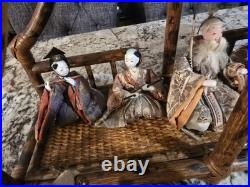 Vintage Lot 14 Japanese Hina Dolls & stand