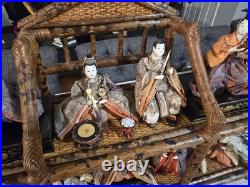 Vintage Lot 14 Japanese Hina Dolls & stand