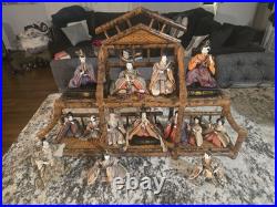 Vintage Lot 14 Japanese Hina Dolls & stand