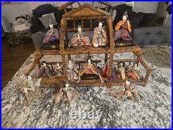 Vintage Lot 14 Japanese Hina Dolls & stand
