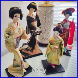 Vintage Lot of (4) Sukiyo Japanese Geisha Collectable Display Dolls 12-16 Tall Vintage Lot of (4) Sukiyo Japanese Geisha Collectable Display Dolls 12-16 Tall