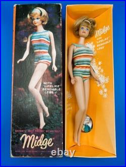 Vintage MIDGE Doll ASH BLONDE BENDABLE LEG ORIG BOX ACCESSORIES 1965 EXC BARBIE