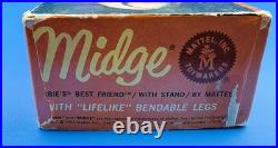 Vintage MIDGE Doll ASH BLONDE BENDABLE LEG ORIG BOX ACCESSORIES 1965 EXC BARBIE