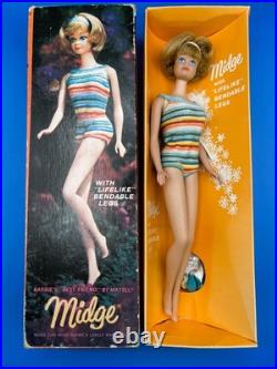 Vintage MIDGE Doll ASH BLONDE BENDABLE LEG ORIG BOX ACCESSORIES 1965 EXC BARBIE