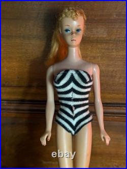 Vintage Mattel 1960's #4 or #5 Blonde Pony Tail Barbie Original Swimsuit Japan