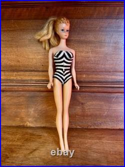 Vintage Mattel 1960's #4 or #5 Blonde Pony Tail Barbie Original Swimsuit Japan