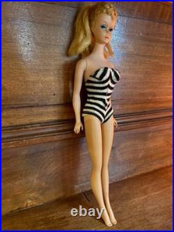 Vintage Mattel 1960's #4 or #5 Blonde Pony Tail Barbie Original Swimsuit Japan