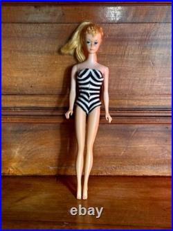 Vintage Mattel 1960's #4 or #5 Blonde Pony Tail Barbie Original Swimsuit Japan