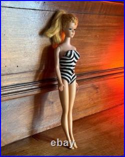 Vintage Mattel 1960's #4 or #5 Blonde Pony Tail Barbie Original Swimsuit Japan