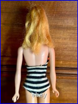 Vintage Mattel 1960's #4 or #5 Blonde Pony Tail Barbie Original Swimsuit Japan
