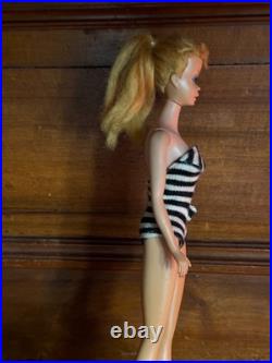 Vintage Mattel 1960's #4 or #5 Blonde Pony Tail Barbie Original Swimsuit Japan