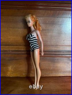Vintage Mattel 1960's #4 or #5 Blonde Pony Tail Barbie Original Swimsuit Japan