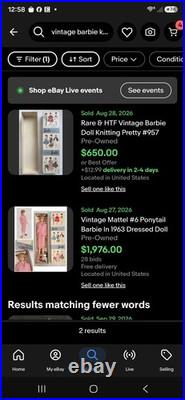 Vintage Mattel #6 Ponytail Barbie In 1963 Dressed Doll Box Knitting Pretty #957