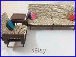 Vintage Mattel Barbie Furniture Wood Mid Century Sofa Chair Table 1950s Japan