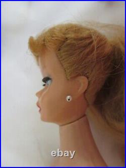 Vintage Mattel Barbie Ponytail Doll 850 #5 Blonde with Nipples case stand booklet