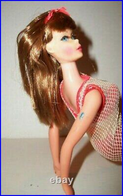 Vintage Mattel Barbie Twist And Turn Tnt Doll Original Ribbon Swimsuit 1966 Coco