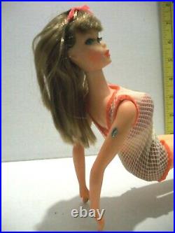 Vintage Mattel Barbie Twist And Turn Tnt Doll Original Ribbon Swimsuit 1966 Coco