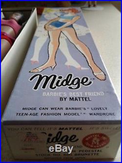 Vintage Mattel Brunette MIDGE 1962 Straight Leg Barbie Doll #860 in Box JAPAN