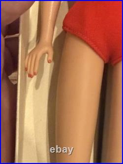 Vintage Mattel Bubble Cut Brunette Barbie With Box Stand & Outfit Red Swimsuit Vintage Mattel Bubble Cut Brunette Barbie With Box Stand & Outfit Red Swimsuit