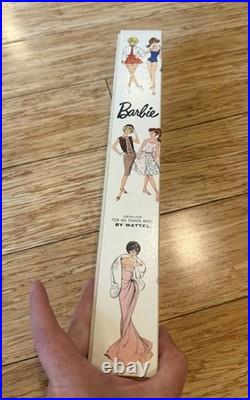 Vintage Mattel Bubble Cut Brunette Barbie With Box Stand & Outfit Red Swimsuit