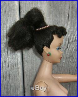 Vintage Mattel Japan Brunette PONYTAIL BARBIE DOLL with Earrings
