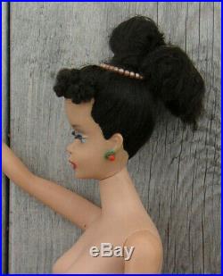 Vintage Mattel Japan Brunette PONYTAIL BARBIE DOLL with Earrings
