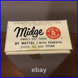 Vintage Mattel Midge Doll 860 Titian In Original Box With Stand Shoes Booklet