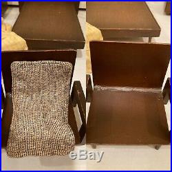 Vintage Mattel Modern Wooden Doll Furniture Bed Table Chairs Couch (some TLC)