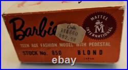 Vintage Mattel ORIGINAL 1959 #3 Ponytail Barbie Doll #850 Teeanage Fashion WithBOX