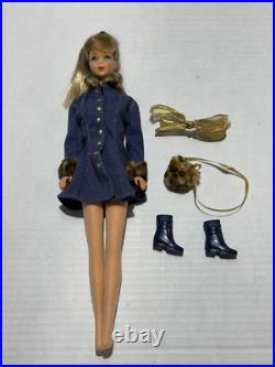 Vintage Mattel Twist'n Turn Barbie Doll 1966 Japan Sand Ash Blonde Denim Dress
